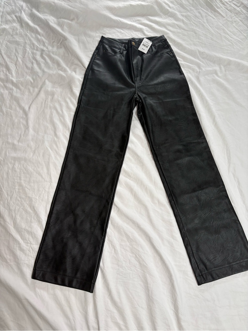 Cotton On Black Faux Leather Wide-Leg Pants